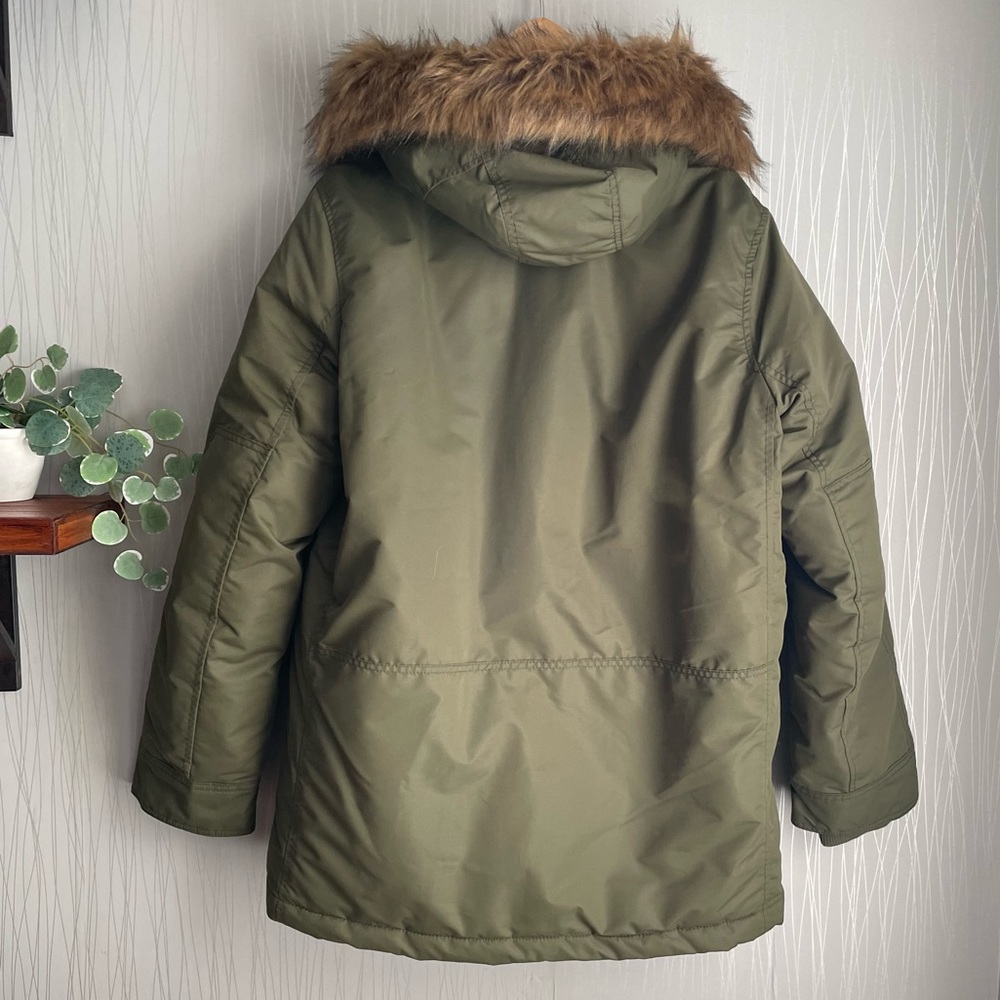 Gap Men’s Olive Green Winter Parka Cold Control Max Snorkel Coat Size Large - Picture 9 of 16